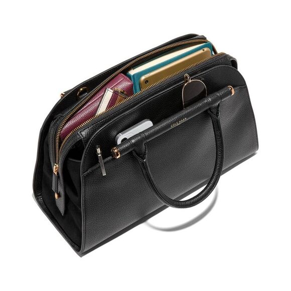 Cole Haan Catherine Medium Leather Satchel, Black - Picture 3 of 3